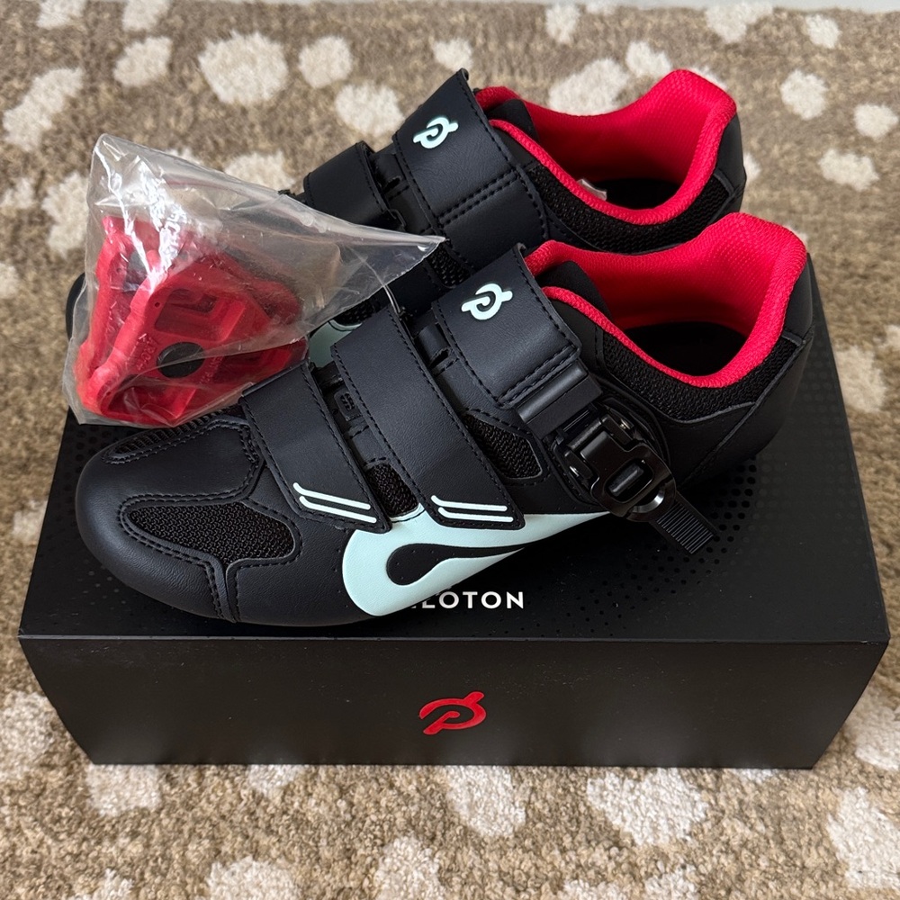 Peloton Cycling Shoes - Black with Red Highlights